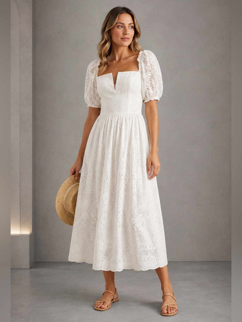 The Great The Primrose broderie anglaise cotton midi dress Size 0 B65